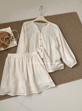 FoF夏日花序新中式浪漫清新花色显瘦遮肉套装国风甜美温柔两件套