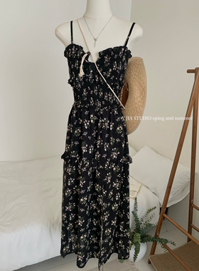 FoF 碎花吊带连衣裙女春夏新款温柔风法式气质高级感茶歇裙子