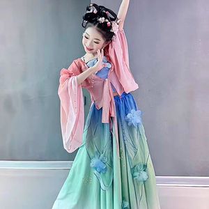 新款古典舞剧目服花神舞蹈演出服飘逸大摆裙艺考练功服定制舞蹈服