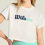 日本代购Wilson米白拼色标女式短款T恤纯棉透气网球运动休闲上衣