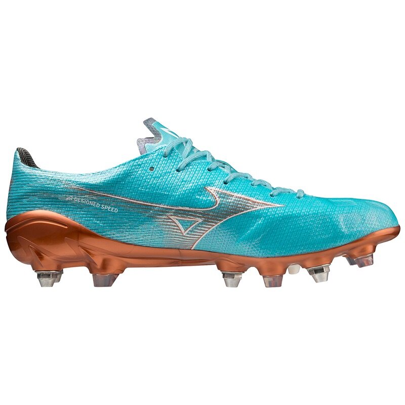 日本代购美津侬Mizuno Alpha Japan Mix 女式足球鞋蓝金训练鞋