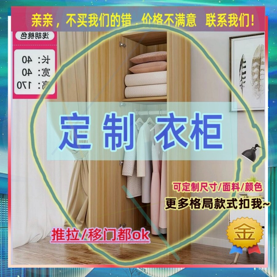 成品家用45卧室两门板式经济型2门3/4出租房用衣橱5木衣柜矮式衣