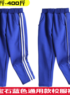 中小学生运动裤宝蓝色校服裤子男女儿童中大童校裤一条杠加肥加大