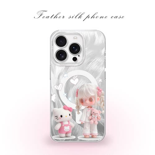 hellokitty女孩用于iPhone17pro/16promax手机壳华为mete80一加13磁吸vivoS30羽纱红米K80小米17OPPO