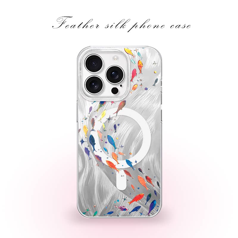 多彩小鱼用于iPhone17pro/16promax手机壳华为mete80一加13磁吸vivoS30羽纱红米K80小米17OPPO