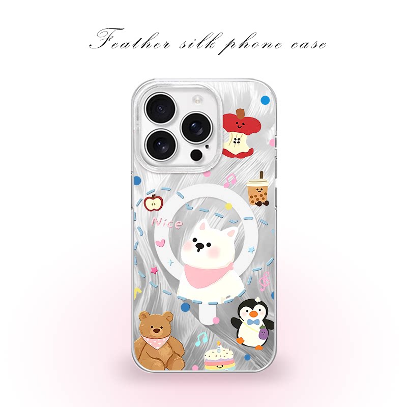 可爱小动物组合用于iPhone17pro/16promax手机壳华为mete80一加13磁吸vivoS30羽纱红米K80小米17OPPO