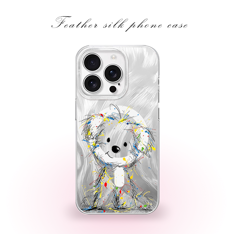 涂鸦潦草小狗用于iPhone17pro/16promax手机壳华为mete80一加13磁吸vivoS30羽纱红米K80小米17OPPO