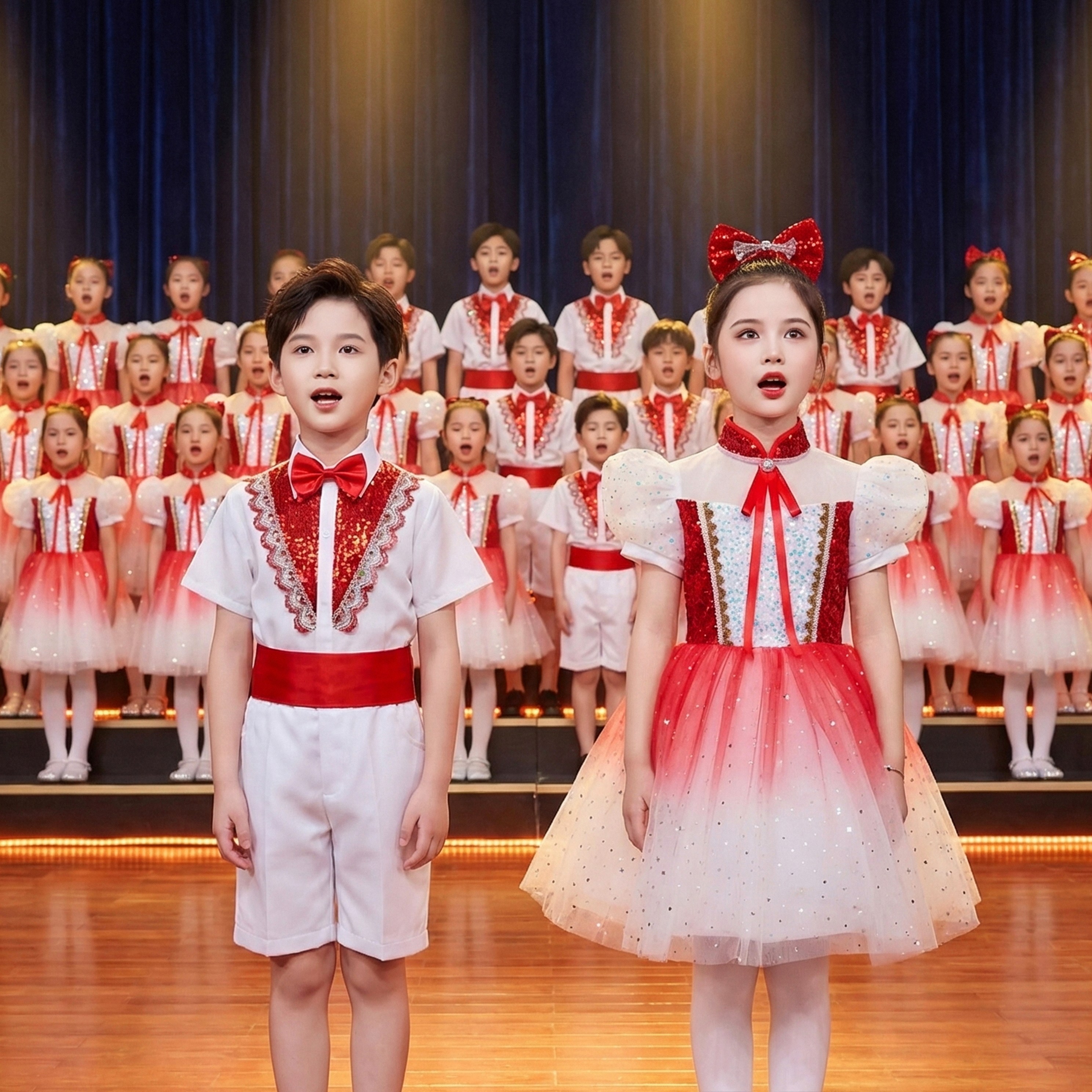 祖国有我儿童合唱演出服学生诗歌朗诵六一表演服女童蓬蓬裙舞蹈服
