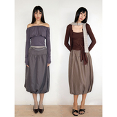 FUNNEL 花苞包臀半身裙春游裙长裙遮肉显瘦下摆不规则褶皱裙