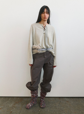 【吴昕同款】Funnel IN美式复古街头风绑带长袖女宽松休闲打底衫