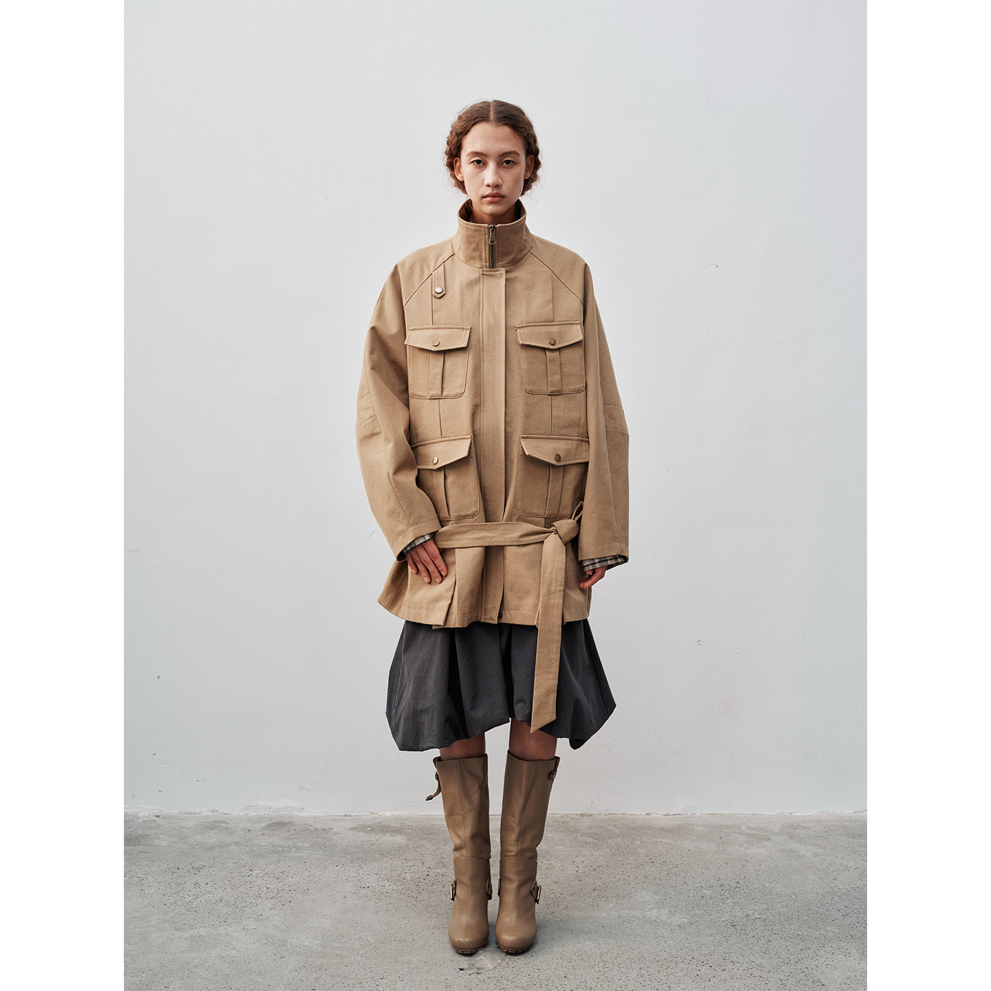 FUNNEL IN 中长款工装伐木风多口袋外套2025秋冬新款复古夹克风衣