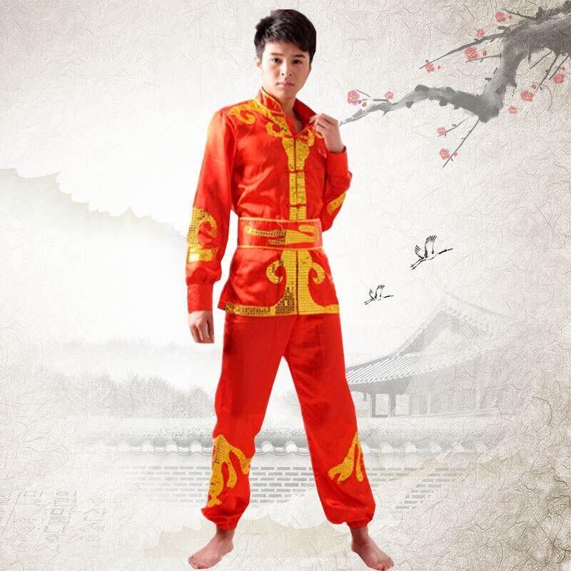 新款男士秧歌服打鼓服演出服舞龙民族服装/舞台装
