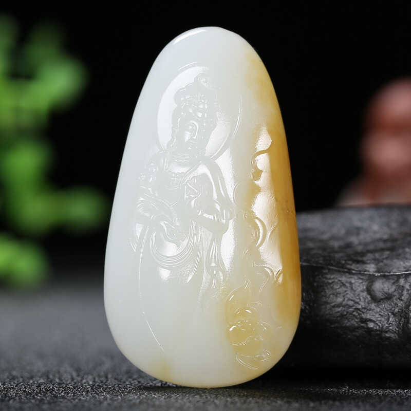 天然玉石吊坠且末糖玉挂件