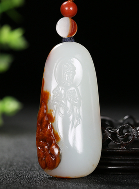 新疆和田玉白玉籽料观音吊坠男女款挂件玉牌珠宝带证书36.26克