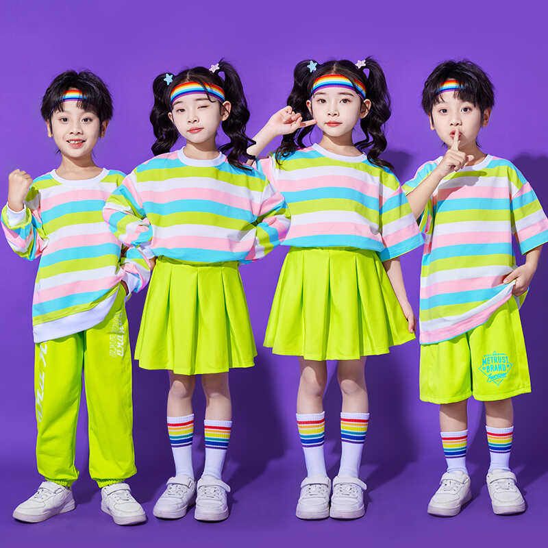 六一儿童街舞潮套装演出服男童嘻哈酷啦啦队少儿女童爵士舞演出服
