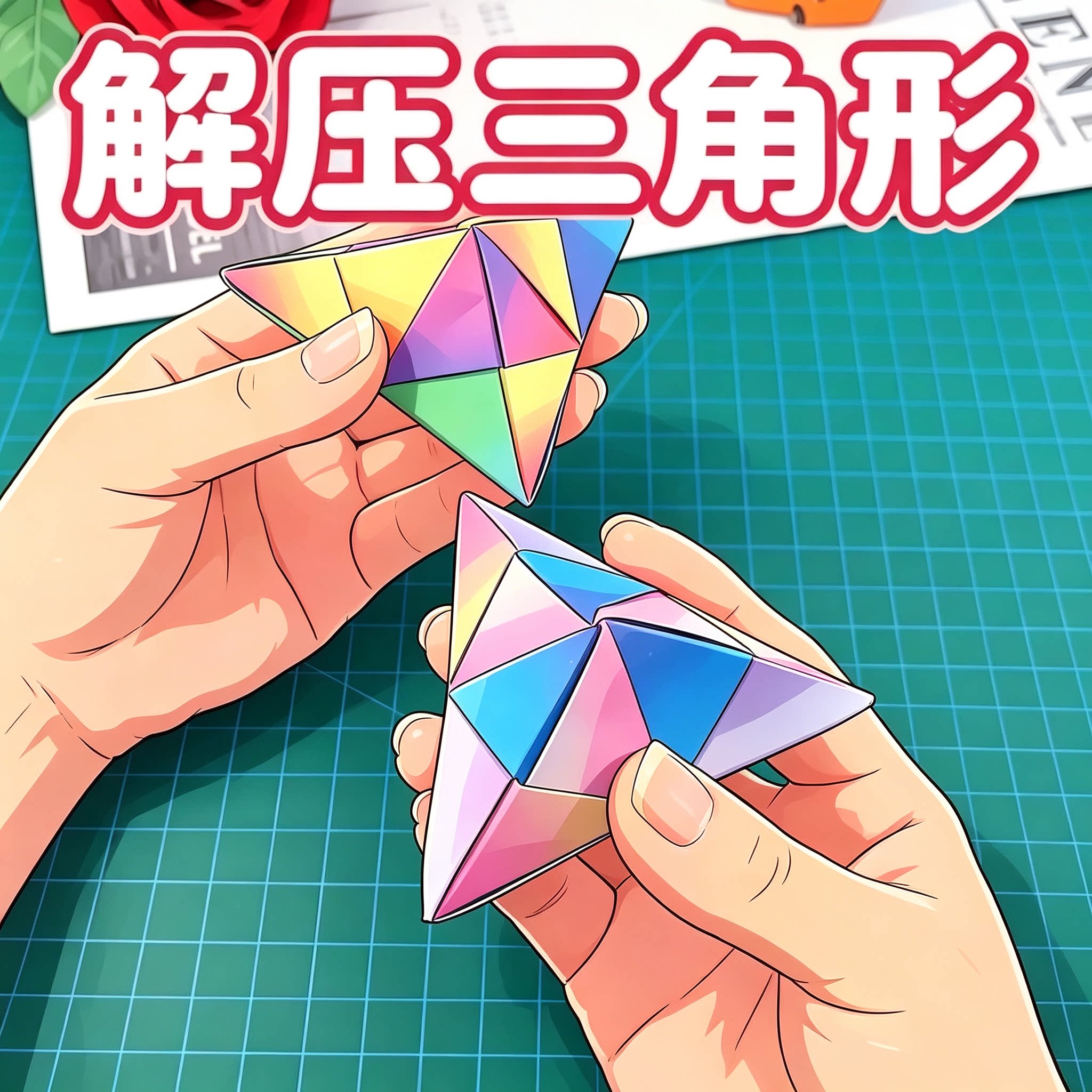 解压三角形折纸教程可变形三角捏捏乐手工diy步骤教学资料