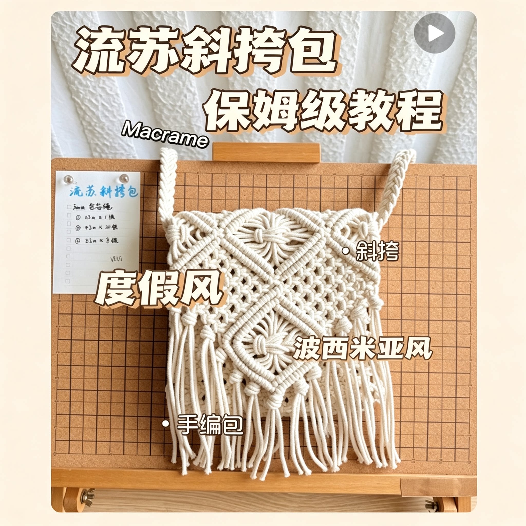 手工编织流苏斜挎包保姆级教程macrame绳编包包制作资料