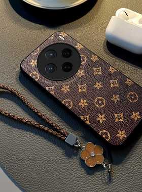 适用于vivox200手机壳新款x200pro保护套x200promini皮纹硅胶x200s全包防摔ultra女款手腕斜挎挂绳手链高级感