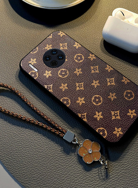 适用于华为mate30手机壳新款mate20pro皮纹硅胶epro全包防摔网红女款挂脖斜挎背带挂绳高级感复古潮牌简约外