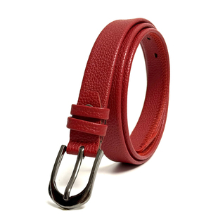 真皮裤 女士红色新年结婚牛皮新款 带 带个性 本命年红腰带老人百搭裤