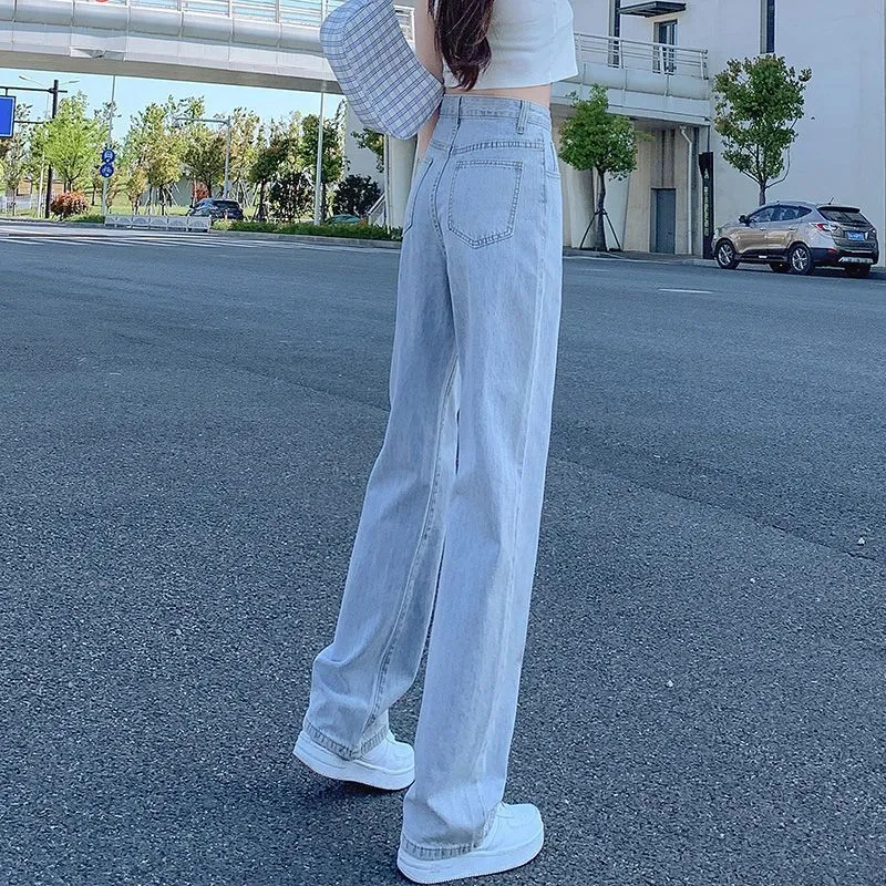 牛仔裤女夏阔腿直筒宽松高腰显瘦2025年新款夏季薄款浅色夏天裤子