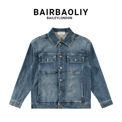 BAIRBAOLIY痞帅高级感复古牛仔夹克男小众休闲高品质经典简约外套