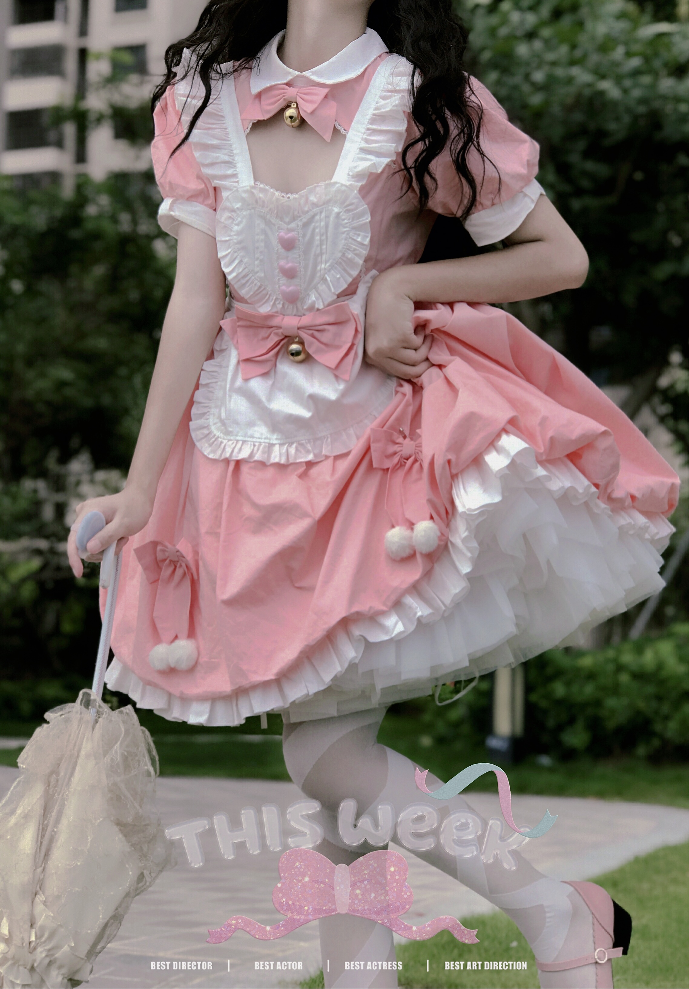 测试推荐女仆装旗袍领镂空两件套