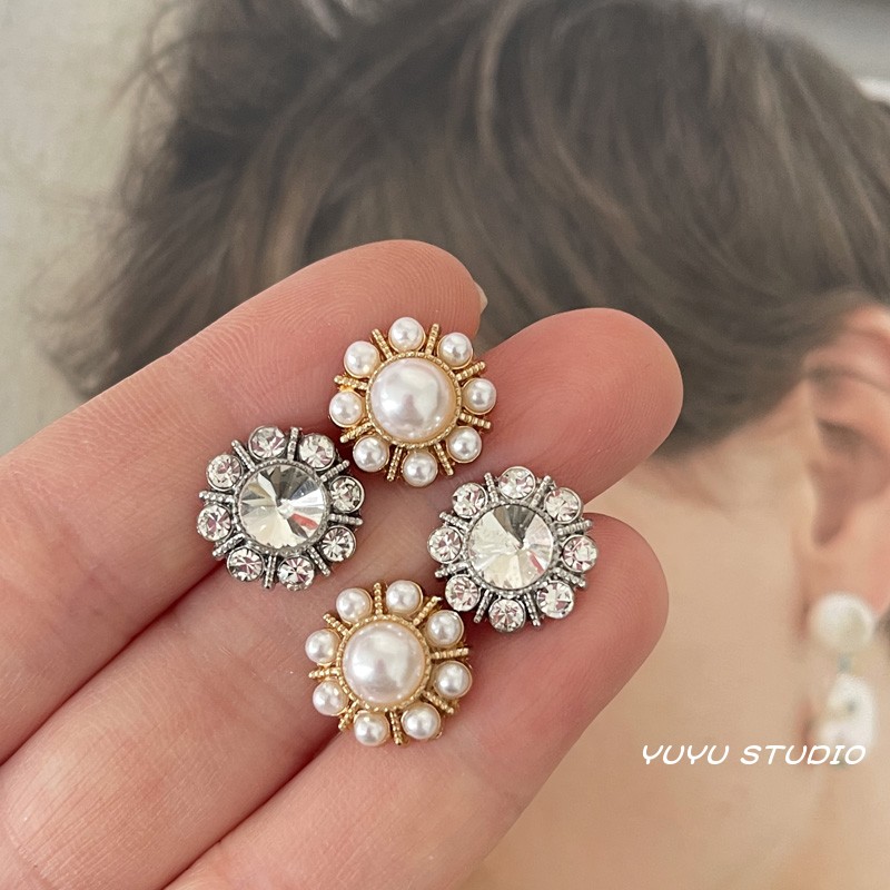 太阳花形珍珠小扣衬衣袖领扣子