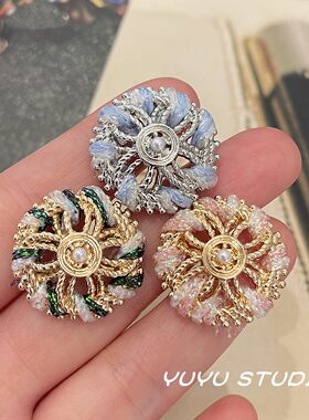 冬季小香风毛线镂空金属纽扣呢大衣马甲风衣装饰扣毛衣外套西服扣