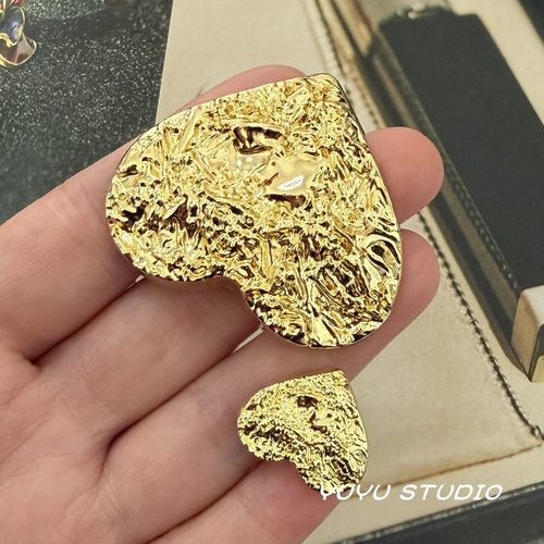 小香风褶皱面爱心金属纽扣羊绒大衣皮草装饰扣西服马甲外套毛衣扣