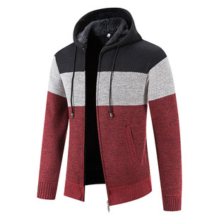 线衣外套潮 长袖 漫威毒液欧美条纹拼色连帽毛衣男秋季 机车骑士修身