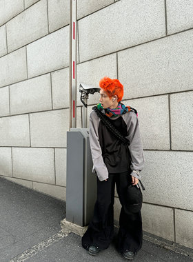 REBELTOREBEL 现货！三色拼接网眼面料舒适长袖大廓形宽松卫衣T恤