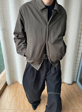 【抽绳下摆】REBELTOREBEL 锦棉混纺咖褐色/隐藏纽扣通勤夹克外套