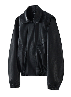 【雾面裂纹】REBELTOREBEL 水洗PU皮活页解构/短工装皮衣通勤夹克