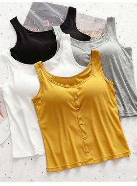 莫代尔吊带背心女打底外穿薄款百搭美背短款一体式带胸垫裹胸抹胸