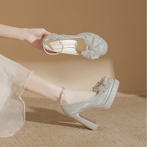 防水台禾秀婚纱两穿18成人礼单鞋