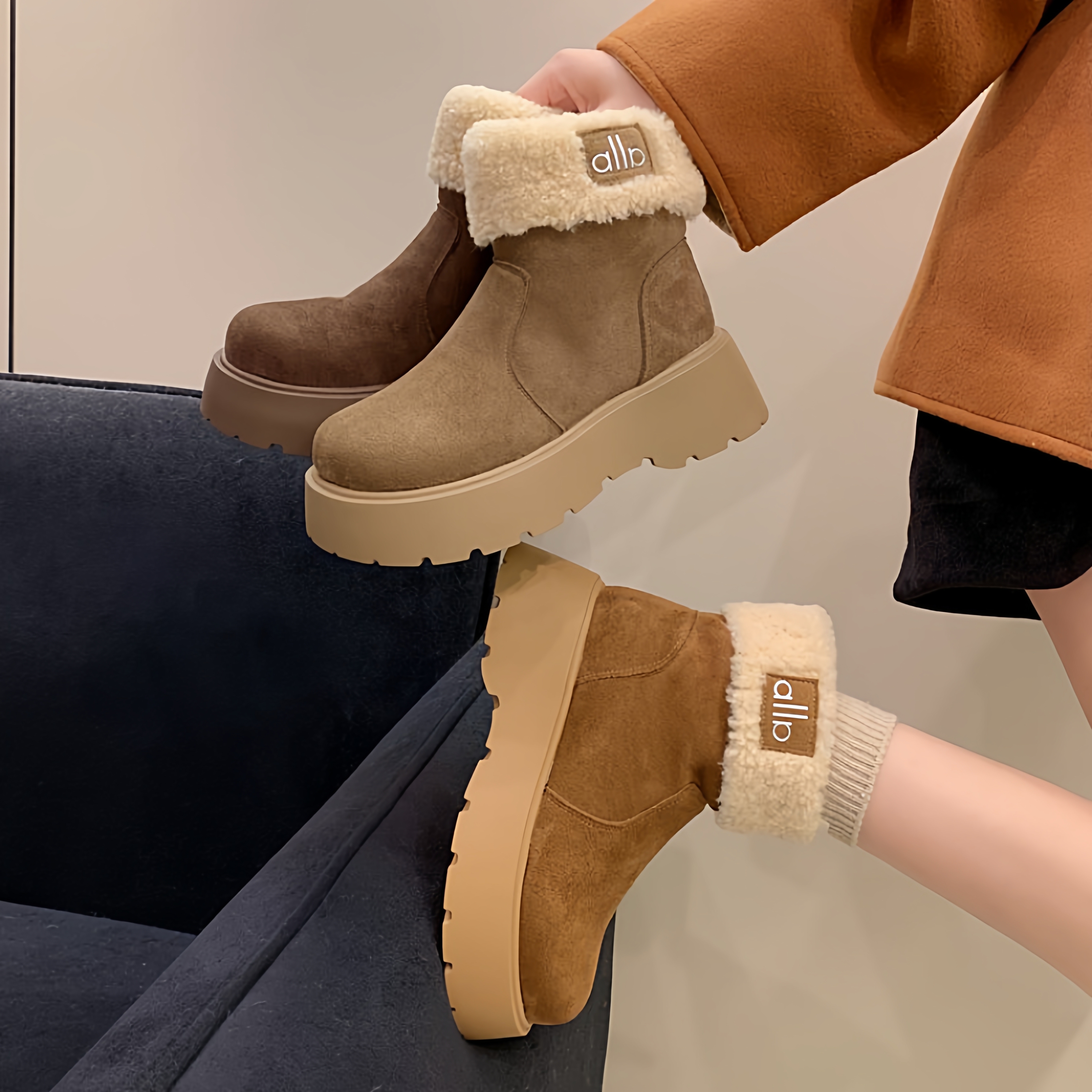 真皮马丁靴厚底雪地靴女加绒短靴