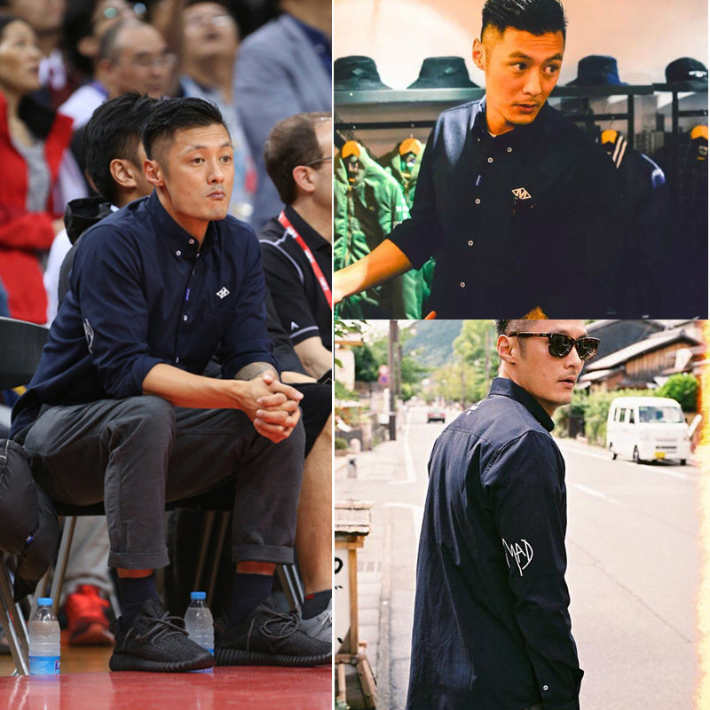 日系余文乐衬衣潮牌ins长袖休闲修身韩版潮流白色牛津纺衬衫男士