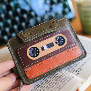 真皮原创手工创意卡片收纳包多功能挂脖证件公交地铁卡片小钱包包