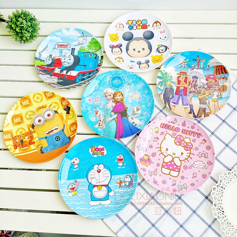 儿童餐具餐盘小叮当 KT可爱卡通防摔盘子 宝宝仿瓷辅食创意圆盘