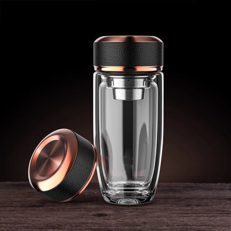 便携保温随手防摔水晶双层玻璃杯