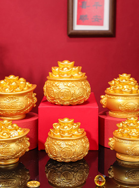 齐奇福运聚宝盆摆件树脂工艺品招财聚财摆件生财八方来财玄关装饰