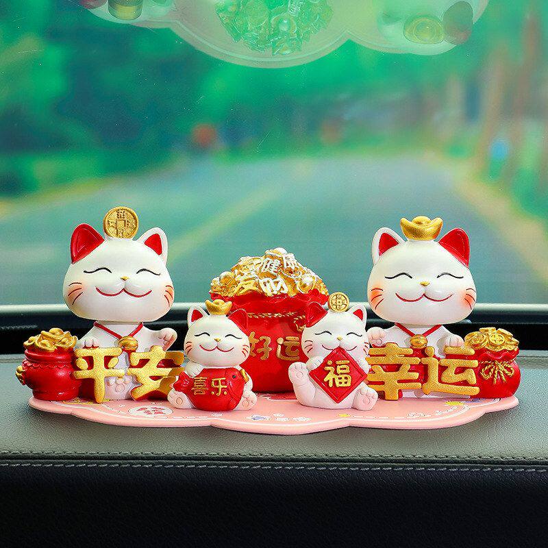 中控台平安装饰装饰招财猫车内汽车用品车载摇头小猫幸运可爱摆件