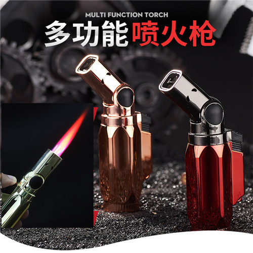 四直冲防风打火机充气头可弯曲焊枪创意雪茄烧烤猛火力户外红火焰