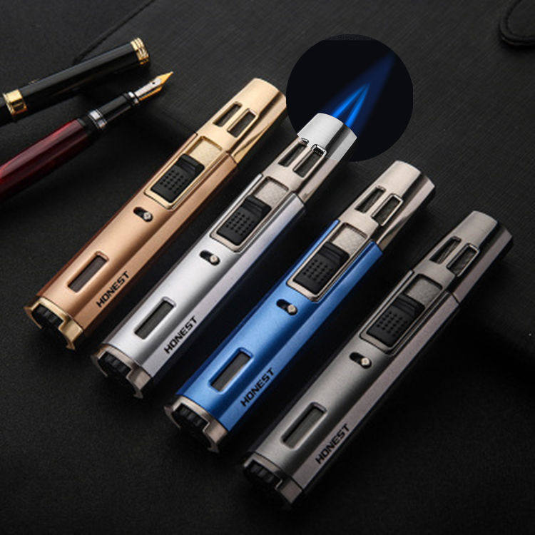 百诚猛禽交叉双直冲打火机充气防风耐高温笔式定火焊枪雪茄打火机