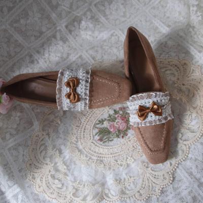 vintage甜瑶家方头复古高跟鞋