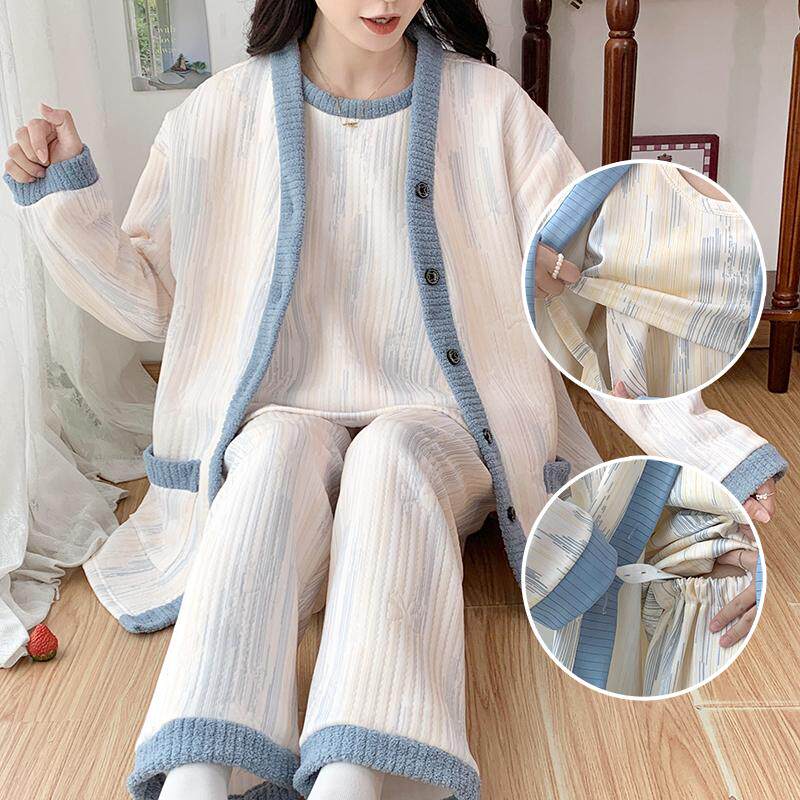 超大码三件套空气棉月子服孕妇装