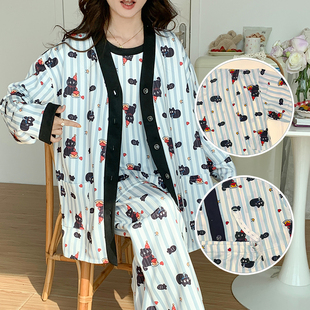 三件套特大码产妇月子服4月份5春夏季宽松孕妇家居服春秋哺乳睡衣