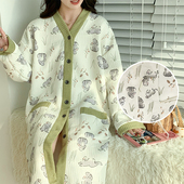 月子服睡衣9 空气棉超大码 孕妇哺乳睡裙入院待产秋冬加厚长袖 12月