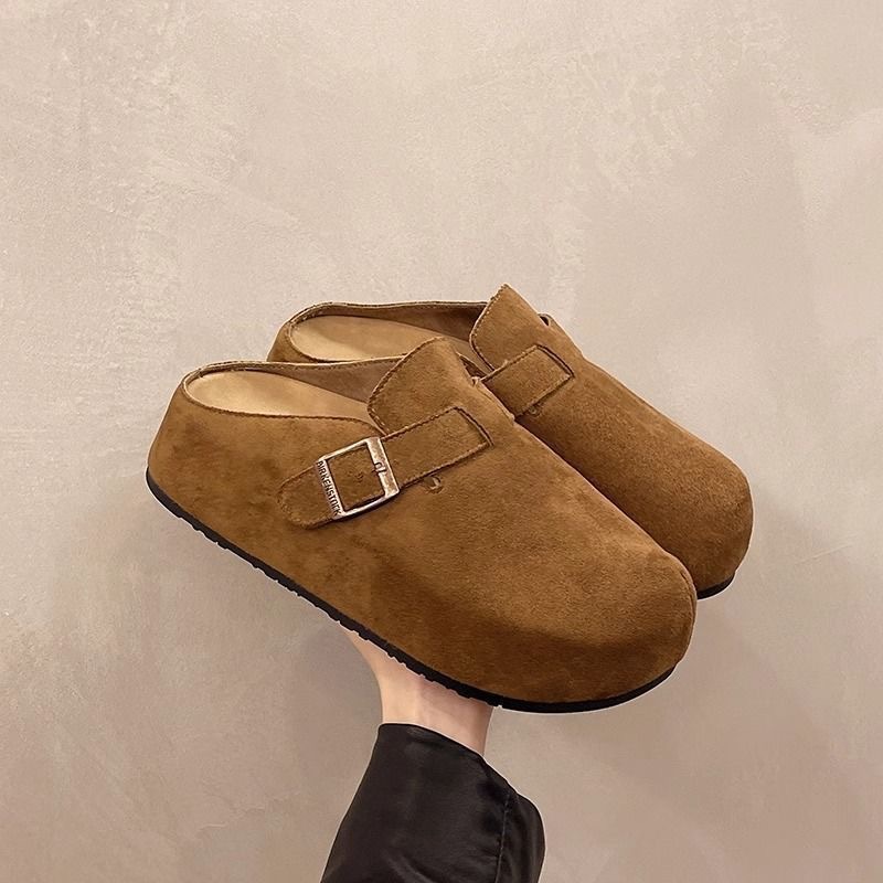 复古勃肯鞋女2025春秋厚底拖鞋软底日系丑萌单鞋一脚蹬平底乐福鞋